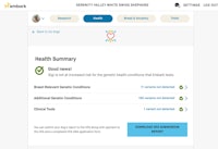 a screen shot of the health summary page