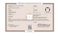 a certificate for a company with the name of oao