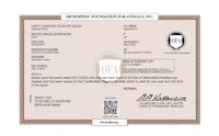 a certificate for a company that sells animal products